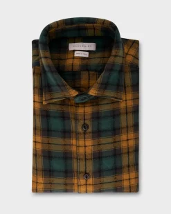 Green And Yellow Cotton Wool Blend Check Shirt
