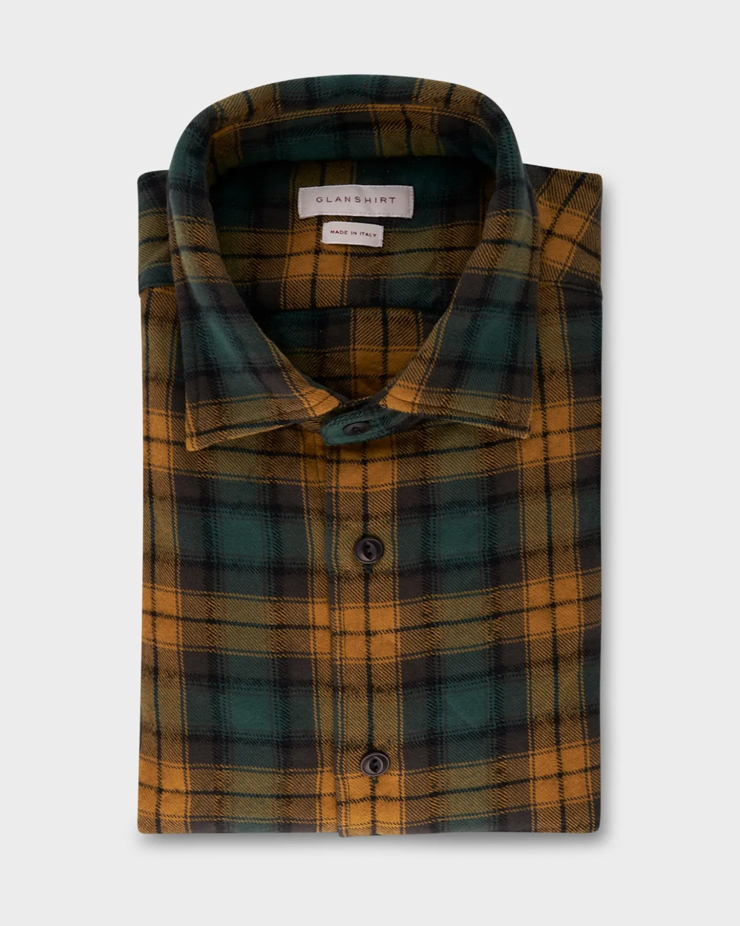 Green And Yellow Cotton Wool Blend Check Shirt