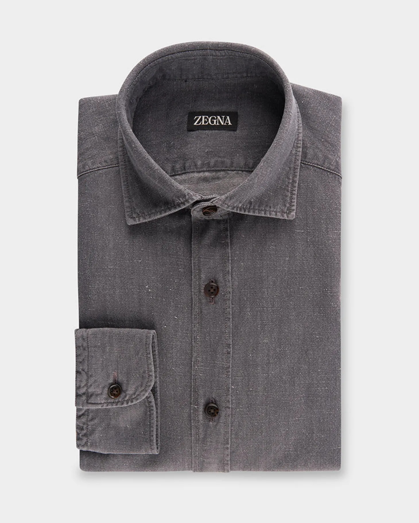 Grey Cotton Linen Denim Shirt