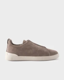 Grey Melange Suede Triple Stitch Sneakers