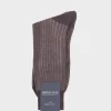 Grey Ribbed Cotton Calf Length Socks