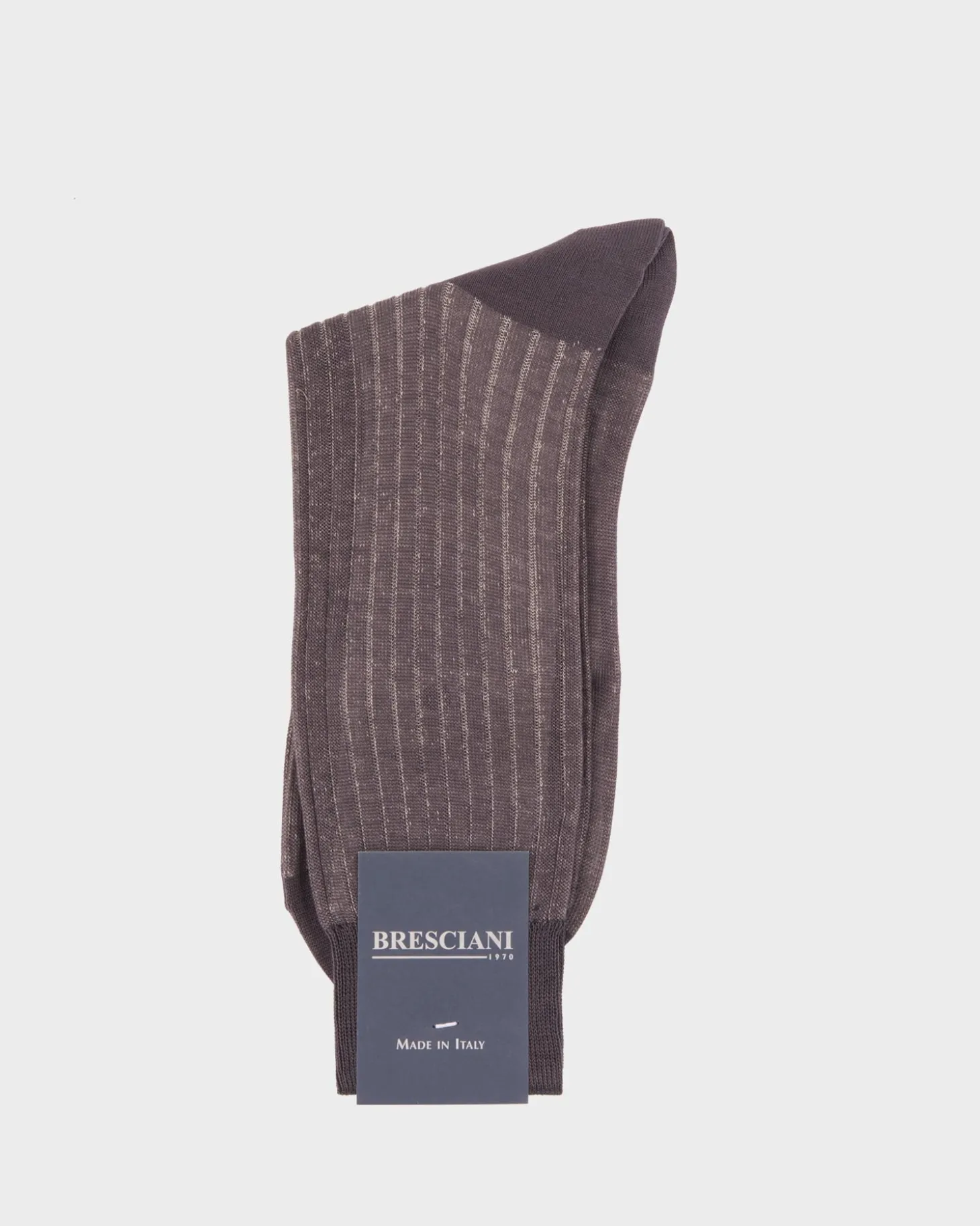 Grey Ribbed Cotton Calf Length Socks