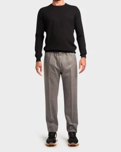 Grey Wool Carrot Fit Trousers