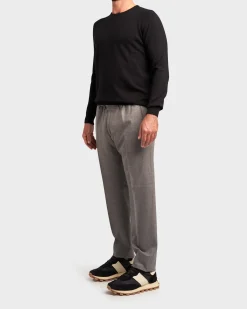Grey Wool Carrot Fit Trousers