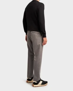Grey Wool Carrot Fit Trousers