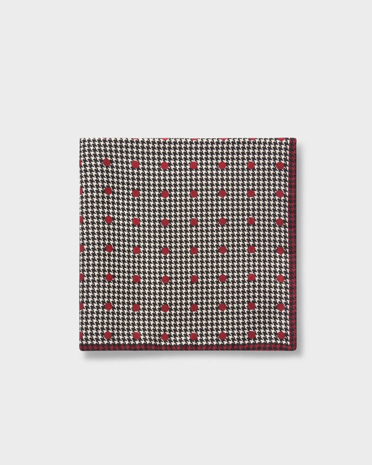 Houndstooth Red Polkadot Silk Pocket Square