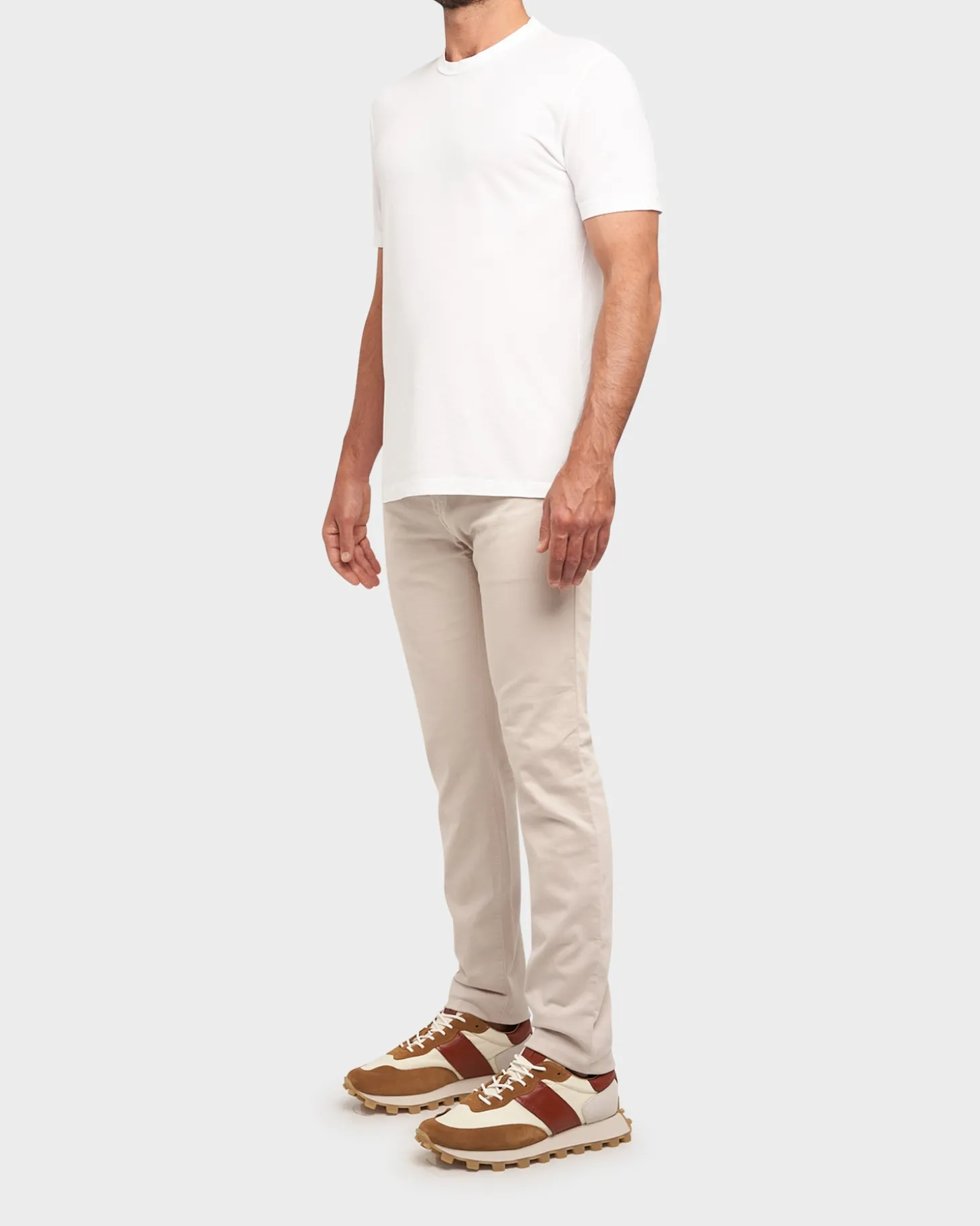 Ice Beige Stretch Denim Slim Fit Jeans