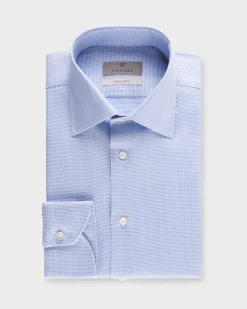 Impeccabile Blue Micro Pattern Cotton Shirt