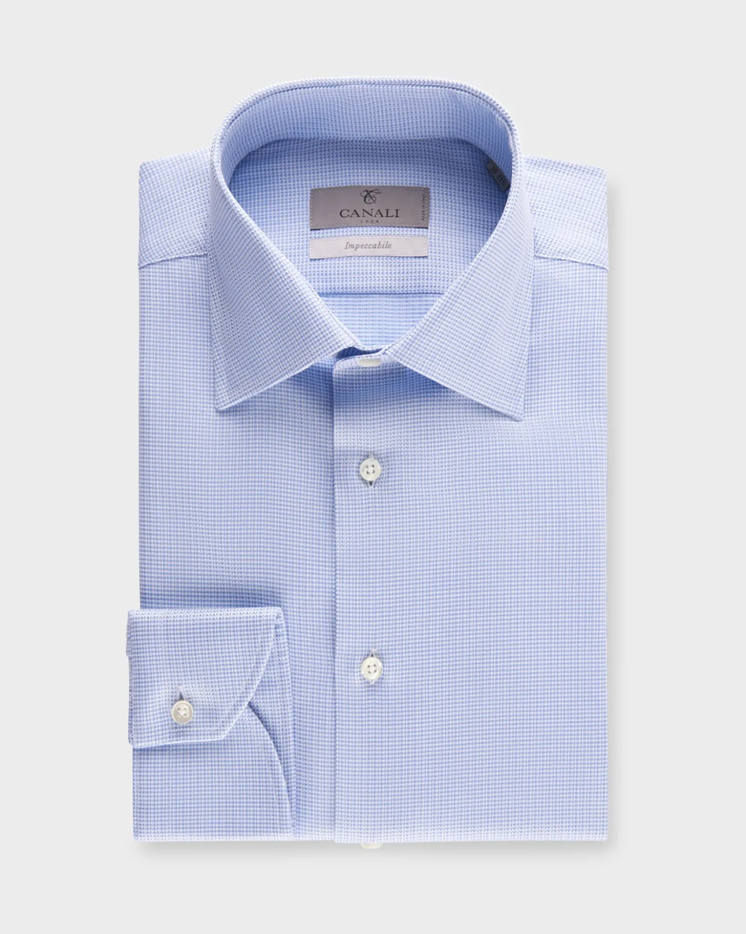 Impeccabile Blue Micro Pattern Cotton Shirt