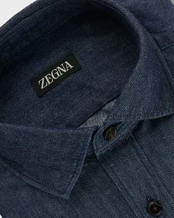 Indigo Blue Cotton Denim Shirt