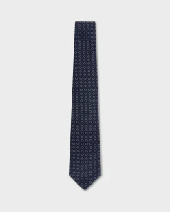 Indigo Hollow Patterned Cotton Tie