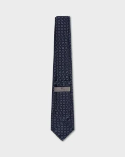 Indigo Hollow Patterned Cotton Tie