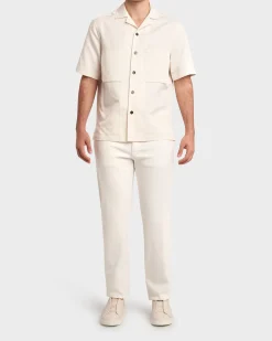 Ivory Patch Pocket Linen Cotton Silk Shirt