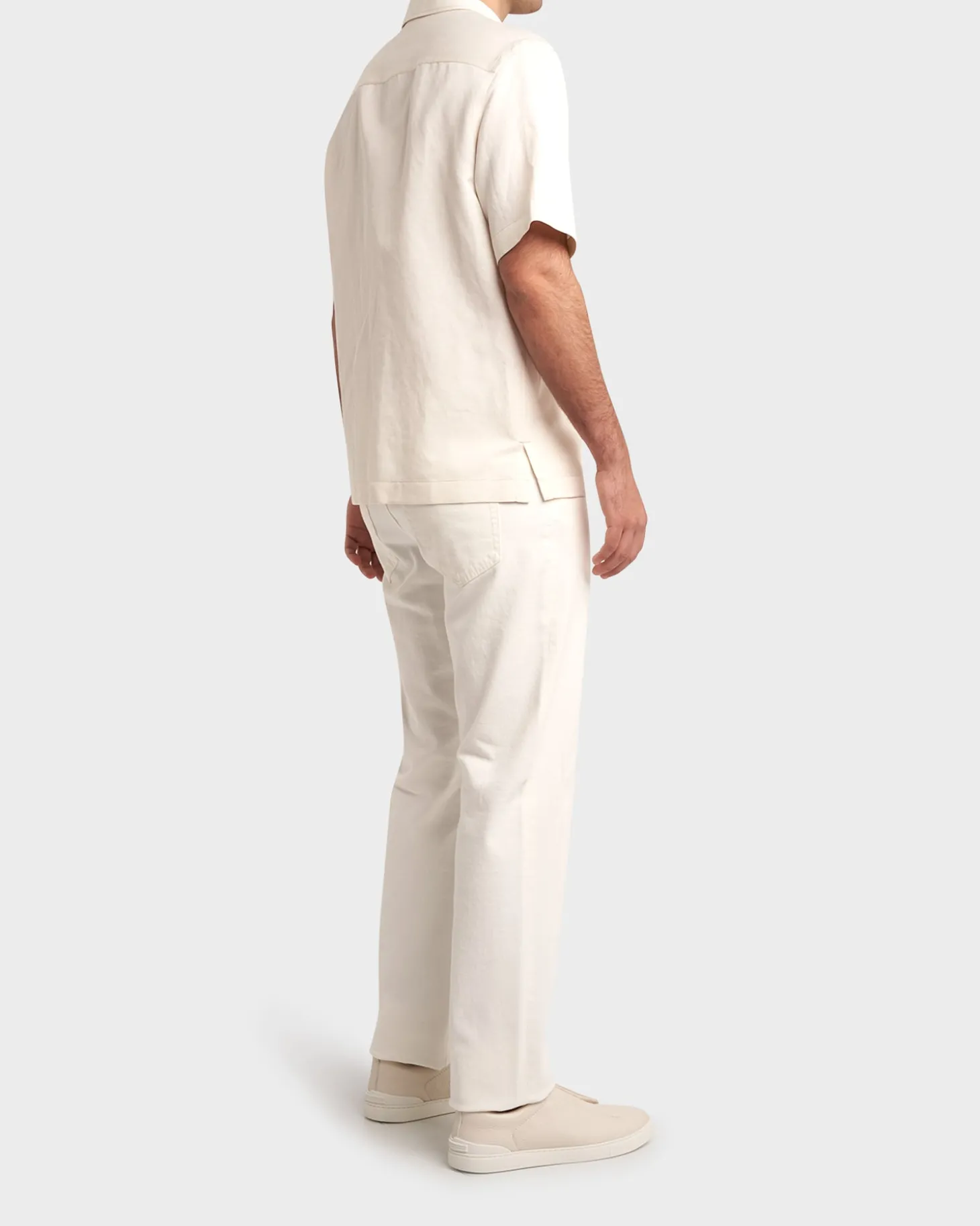 Ivory Patch Pocket Linen Cotton Silk Shirt