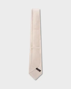 Ivory Silk Tie With Square Textured Pattern