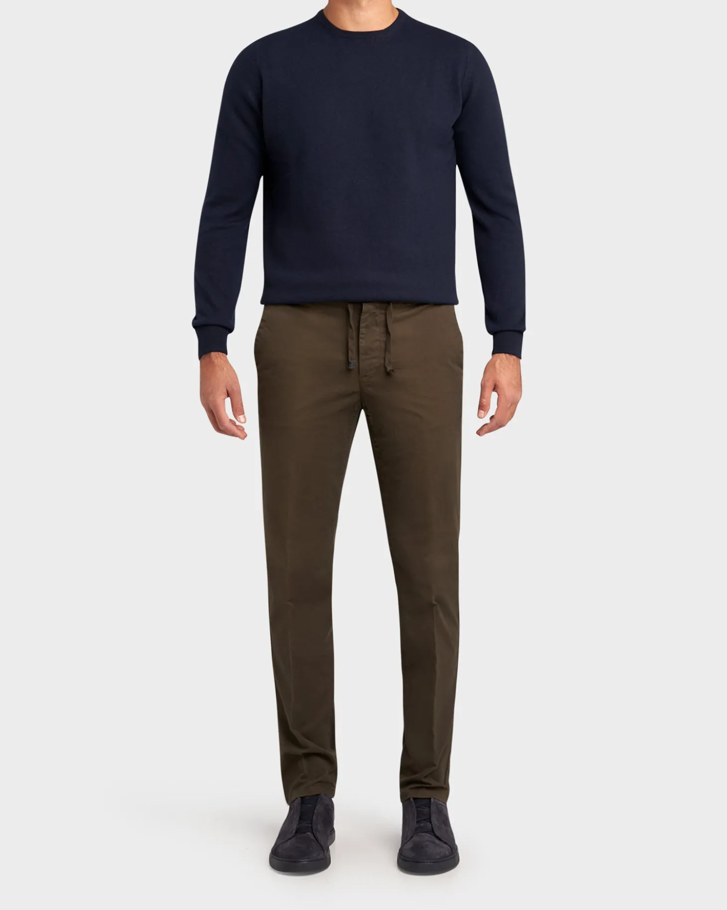 Khaki Green Cotton Stretch Chinos
