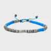 Layered African Vinyl With Sterling Silver Bracelet Blue