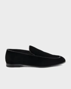 Lido Black Velvet Smoking Slippers