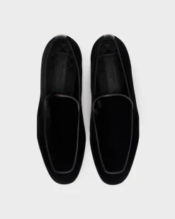 Lido Black Velvet Smoking Slippers