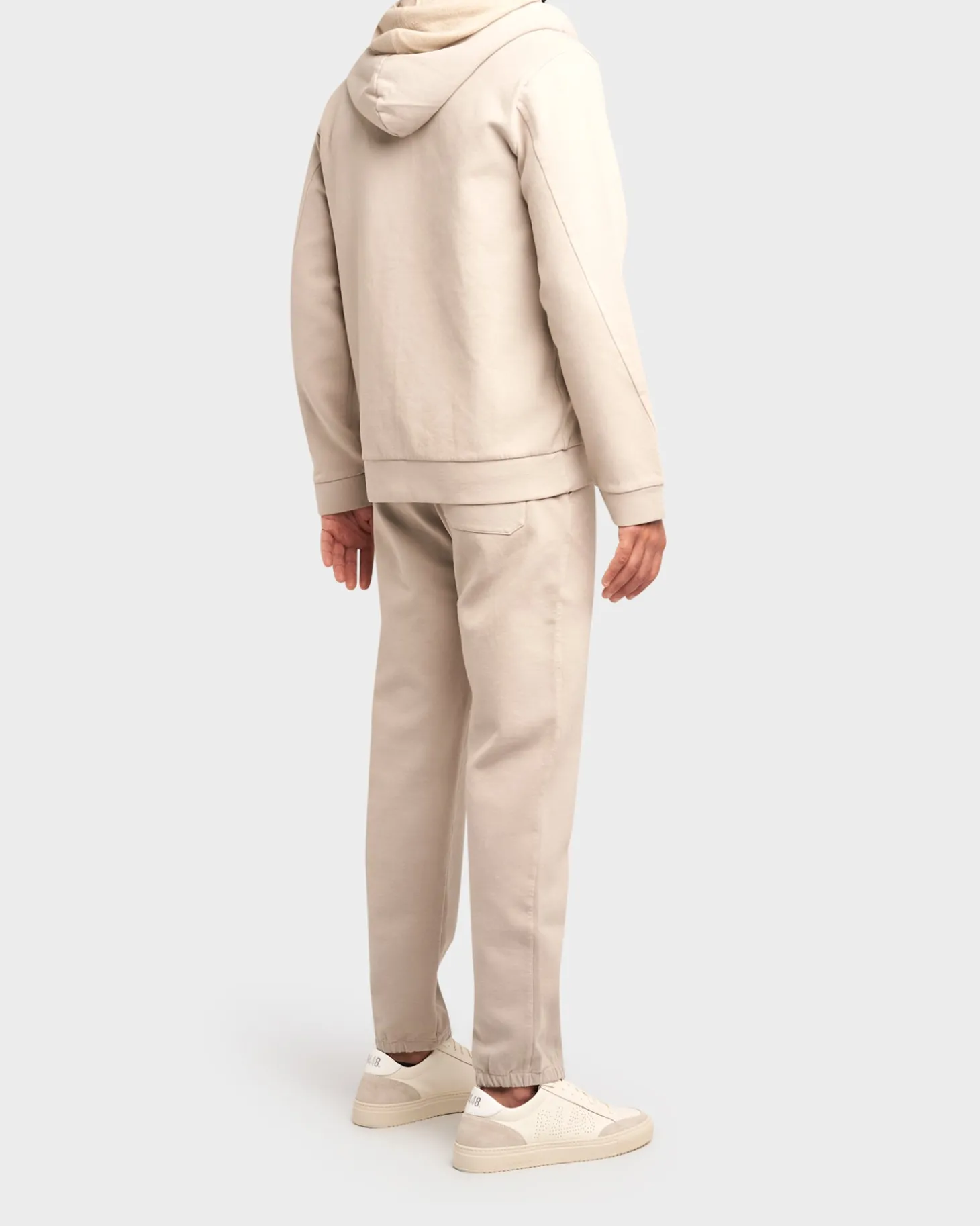 Light Beige Cotton Zipped Hoodie
