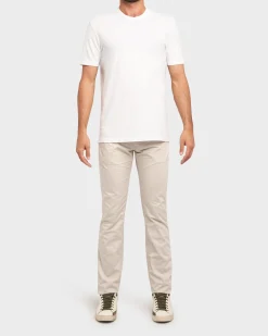 Light Beige Slim Fit Cotton Stretch Jeans