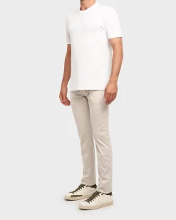 Light Beige Slim Fit Cotton Stretch Jeans