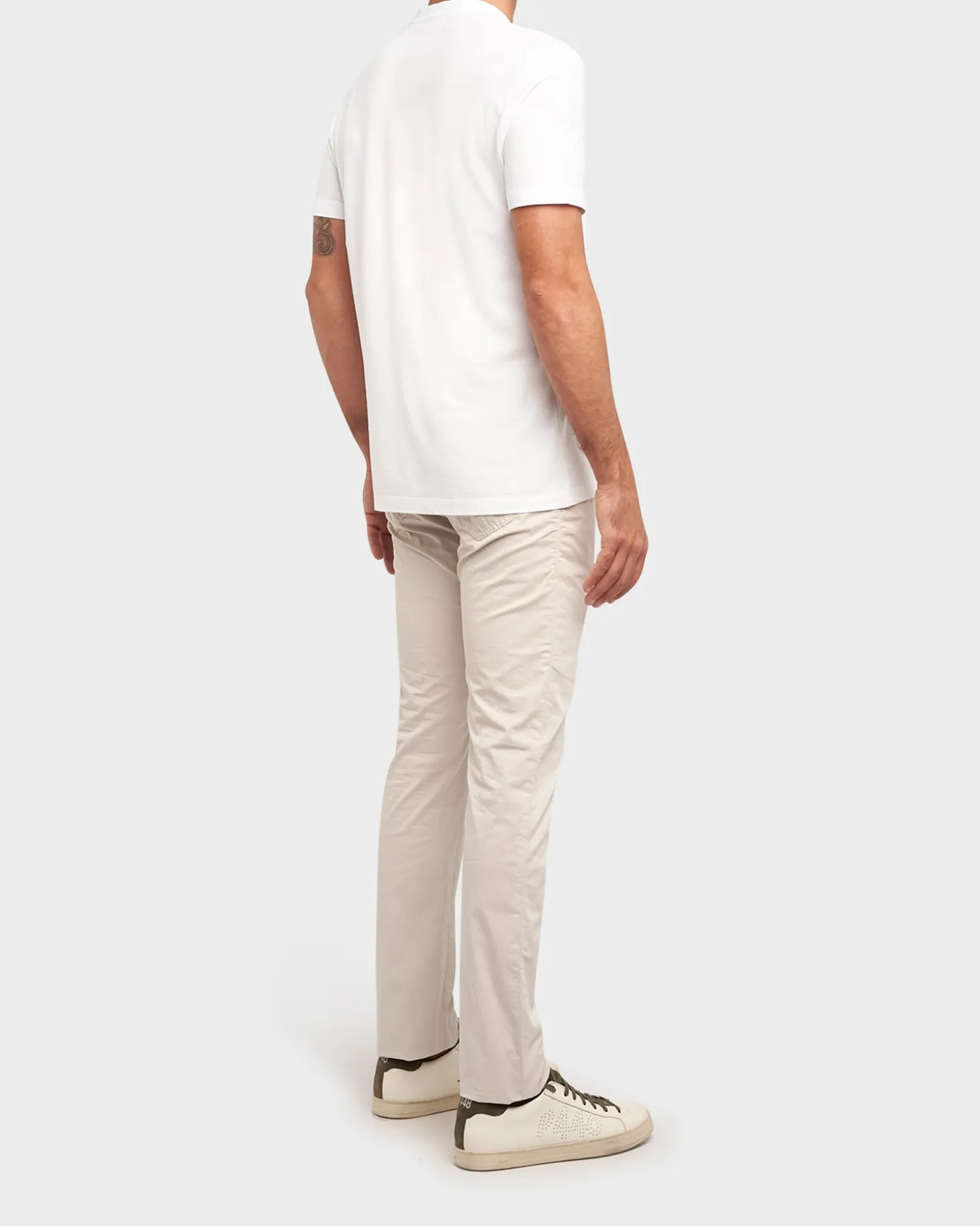 Light Beige Slim Fit Cotton Stretch Jeans