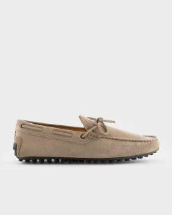 Light Beige Suede City Gommino Driving Shoes