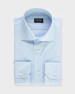 Light Blue And White Striped Trofeo Comfort Cotton Shirt