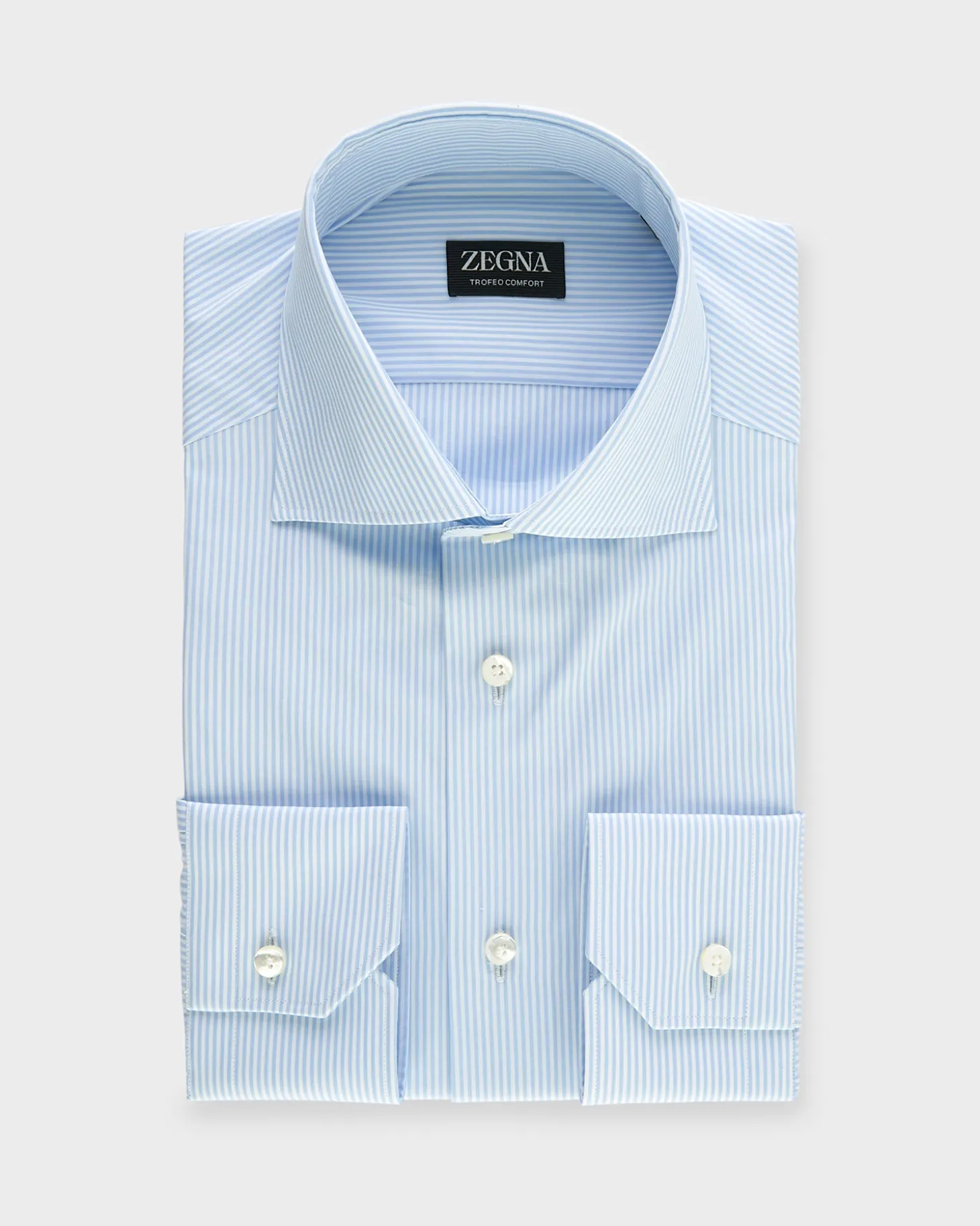 Light Blue And White Striped Trofeo Comfort Cotton Shirt