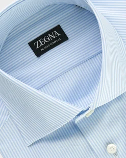 Light Blue And White Striped Trofeo Comfort Cotton Shirt