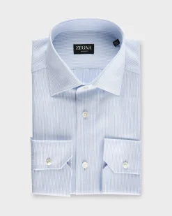 Light Blue And White Trofeo Cotton Business Shirt