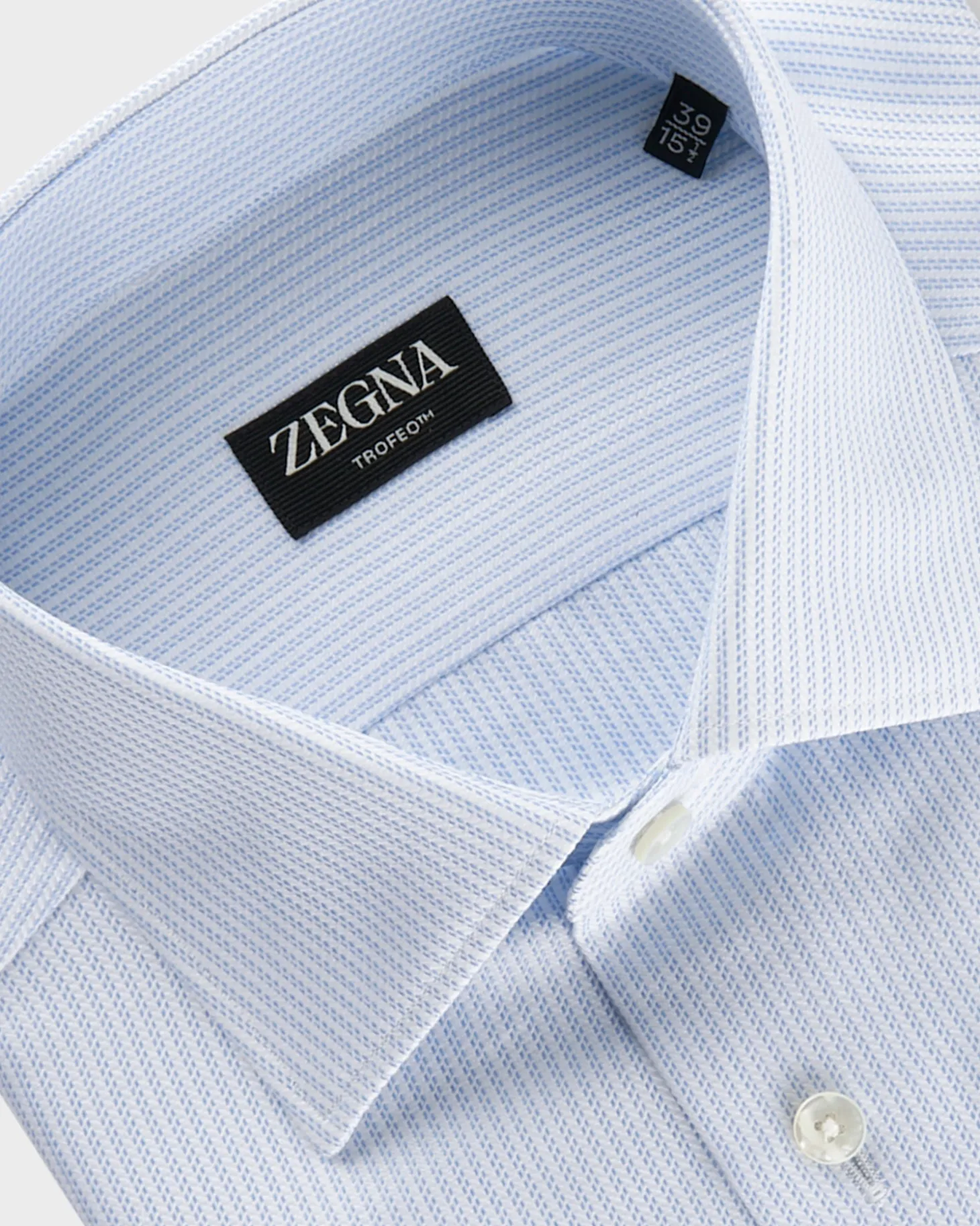 Light Blue And White Trofeo Cotton Business Shirt