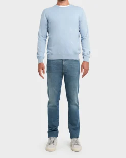 Light Blue Cashmere Crew Neck Sweater