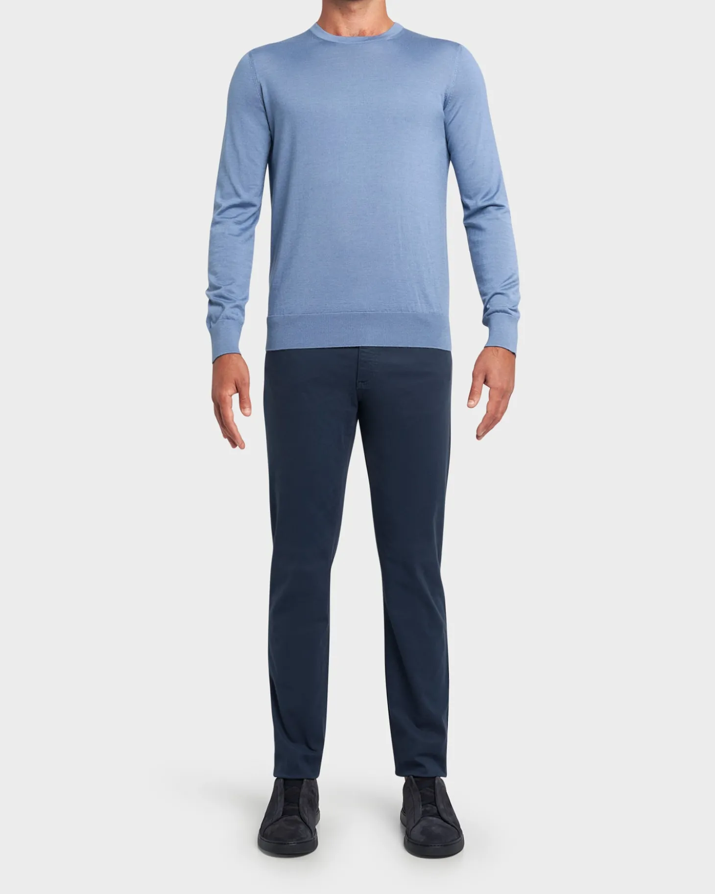 Light Blue Cashseta Crewneck Sweater