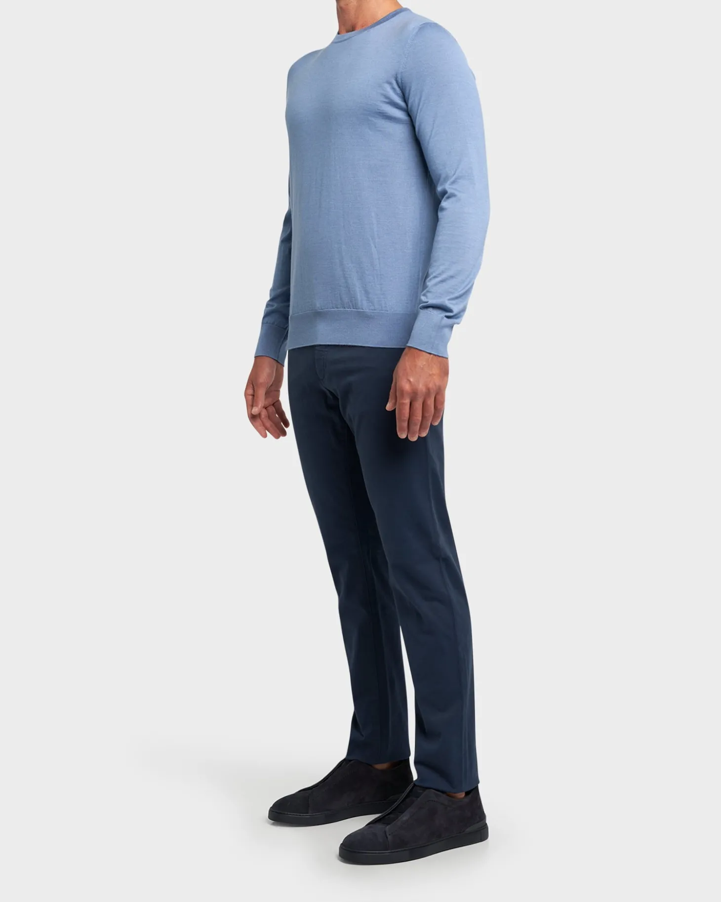 Light Blue Cashseta Crewneck Sweater