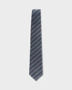 Light Blue Diagonal Pattern Silk Tie