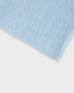 Light Blue Frayed Edge Linen Scarf
