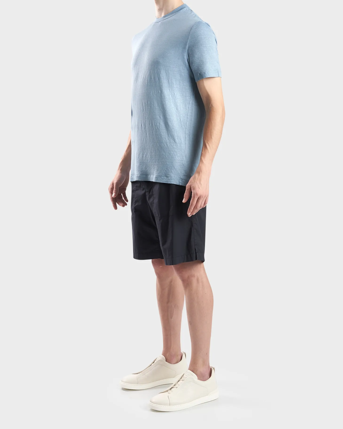 Light Blue Linen Elastan T-Shirt