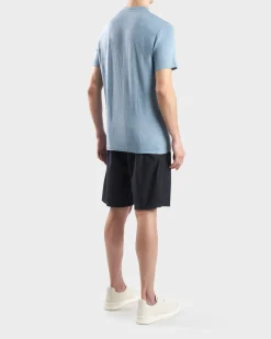 Light Blue Linen Elastan T-Shirt