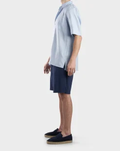 Light Blue Linen Short Sleeve Shirt