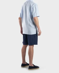 Light Blue Linen Short Sleeve Shirt
