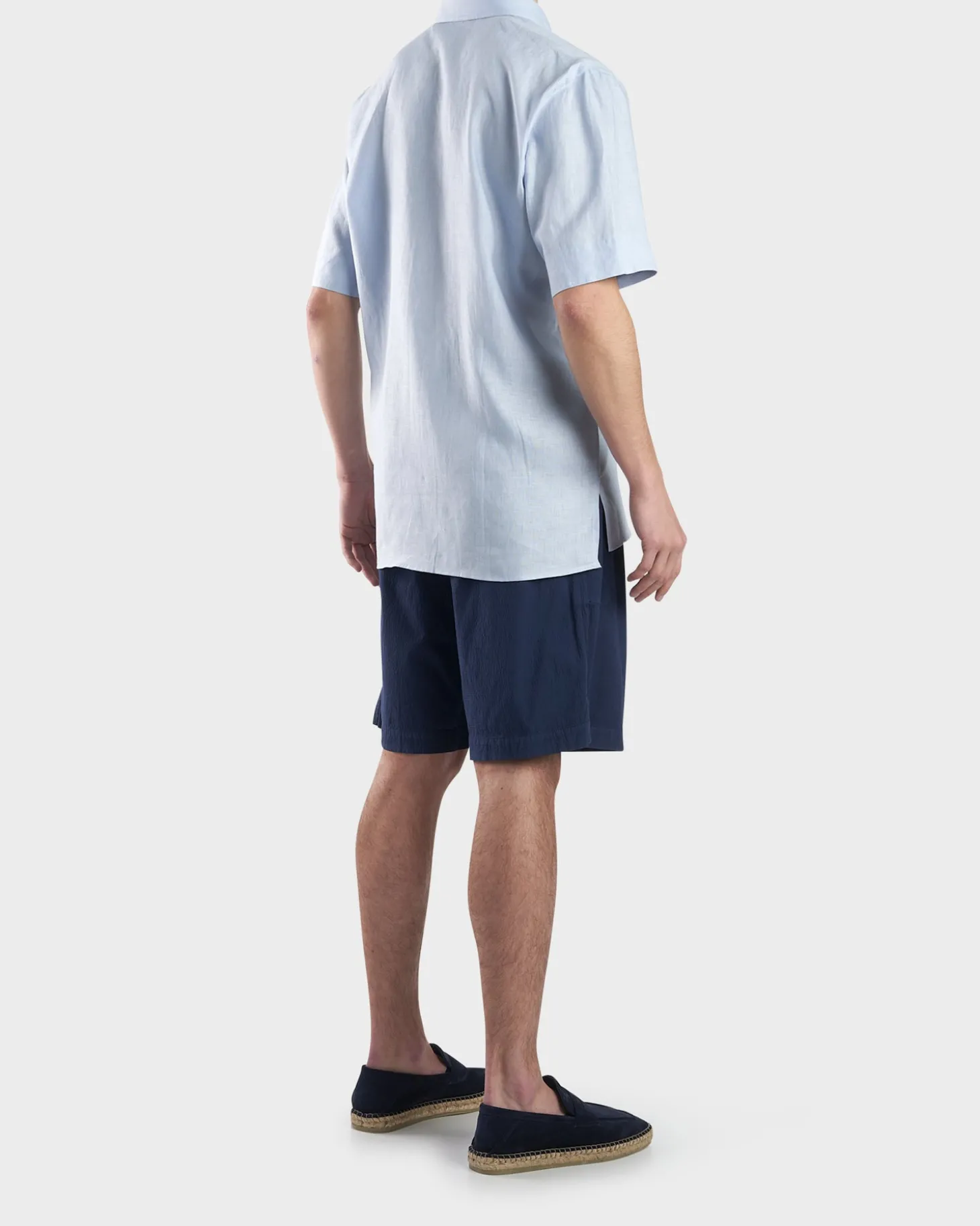 Light Blue Linen Short Sleeve Shirt
