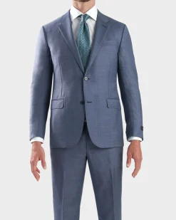 Light Blue Micro Houndstooth Milano Wool Suit