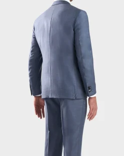 Light Blue Micro Houndstooth Milano Wool Suit