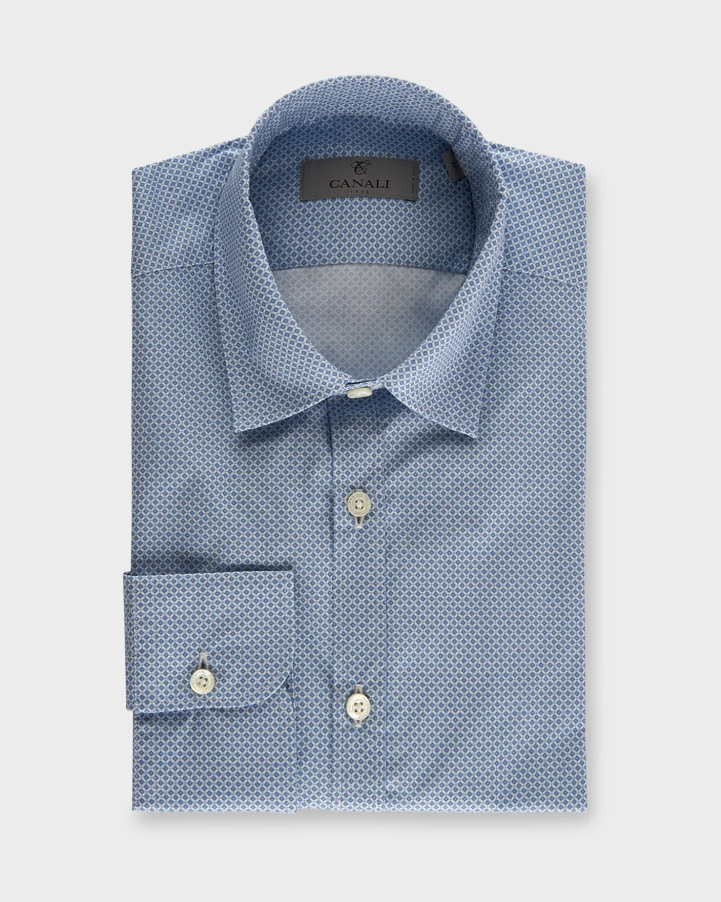 Light Blue Micro Pattern Cotton Shirt