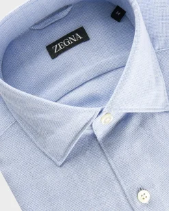 Light Blue Microstructure Cotton Shirt