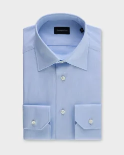 Light Blue Microtexture Milano Cotton Shirt