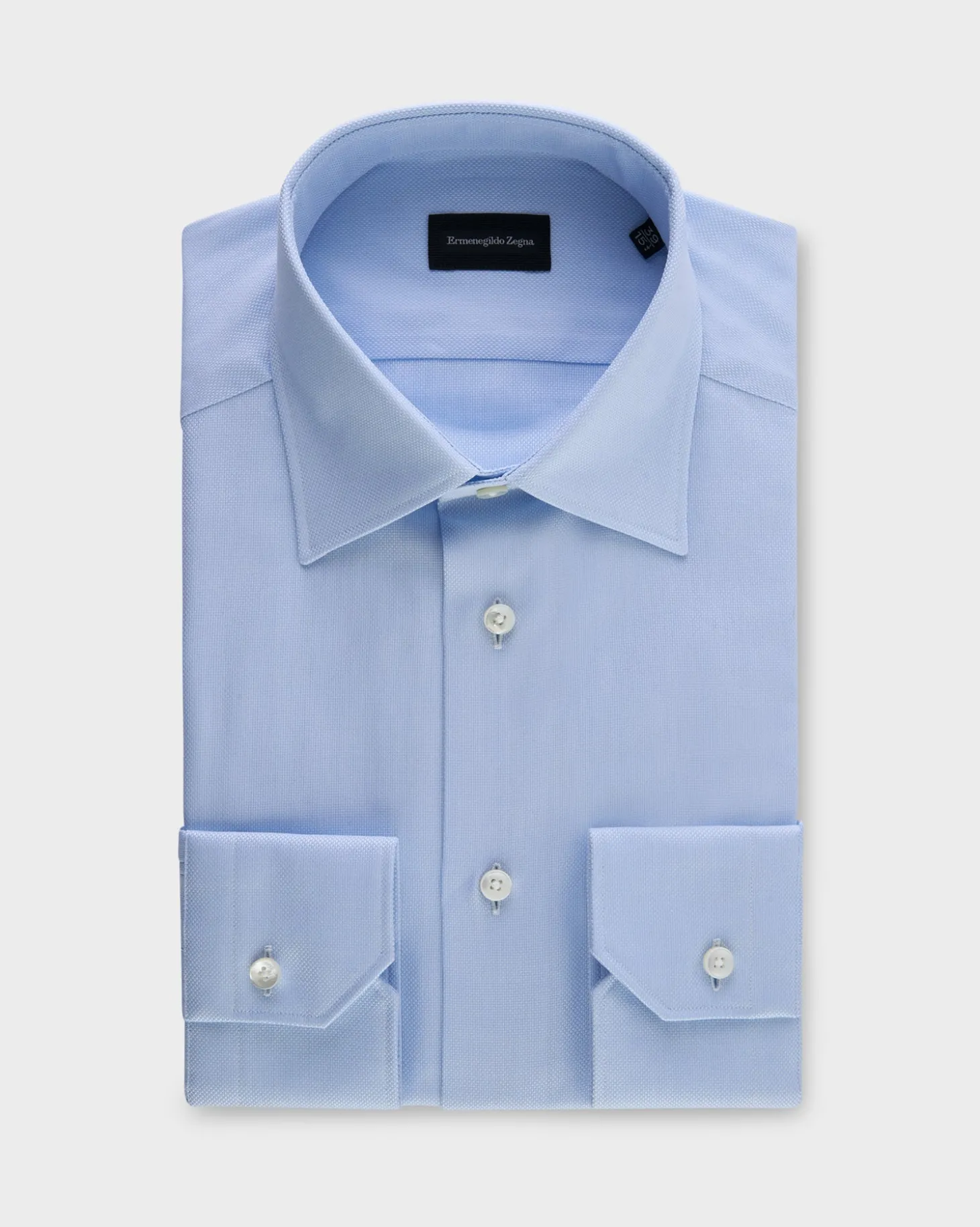 Light Blue Microtexture Milano Cotton Shirt