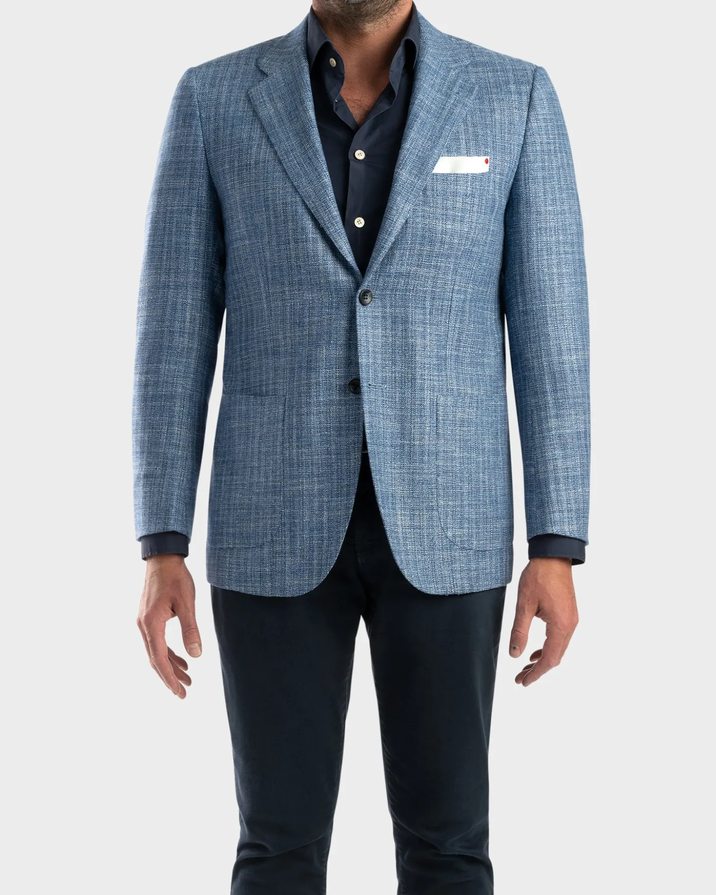 Light Blue Woven Microstructure Cashmere Sports Jacket